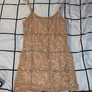 Day trip sequins peach see threw tank top